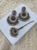 Premium Quality Reverse AD Earrings Tikka Set